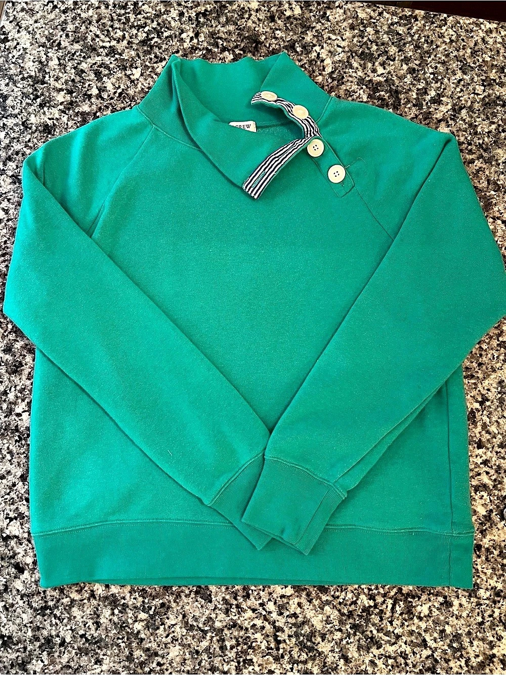J.Crew Mock Neck Button Detail Green Medium Like New